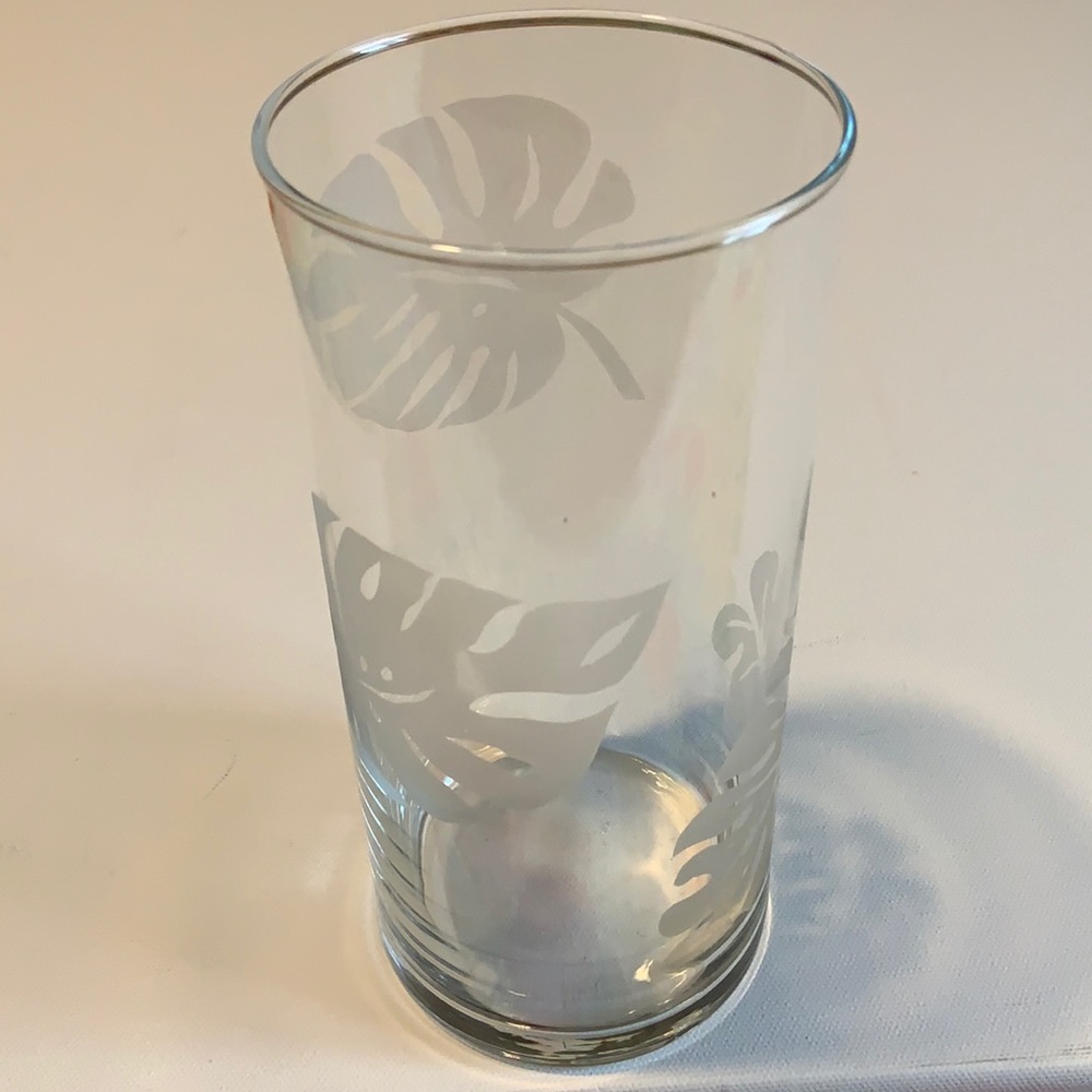 Monstera Leaf Etched Glass Vase
